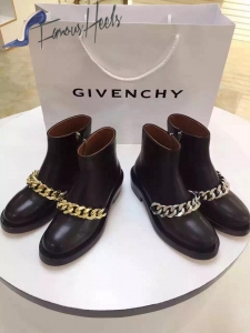 GIVENCHY LAURA LEATHER SILVER AND GOLD CHAIN ANKLE BOOTS